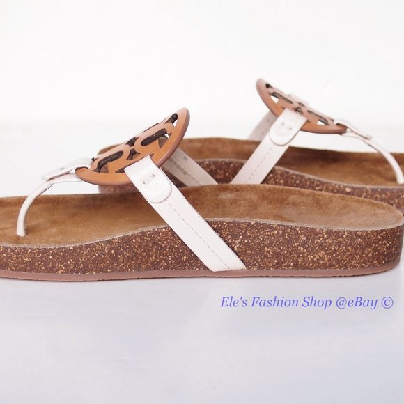 NIB Tory Burch Miller Cloud Leather Sandal Cream Caramel 6.5 7 7.5 8.5 9 9.5 10